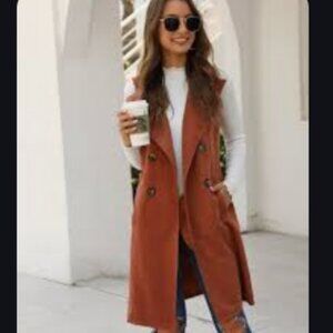 Double Breasted Long Vest Jacket - Size M